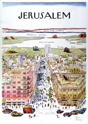 Jerusalem by J. Staber (After Saul Steinberg) | 34 x 24 1/2 Fine Art Print
