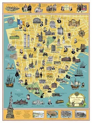 A History of Lower Manhattan by Tony Millionaire | 32 x 24 Fine Art Print