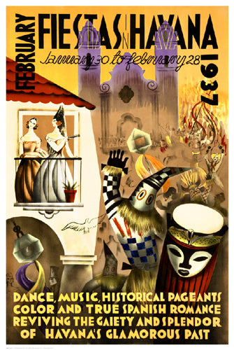 February Fiestas in Havana, 1937 Wall Art | 26 7/8 x 18 Fine Art Print