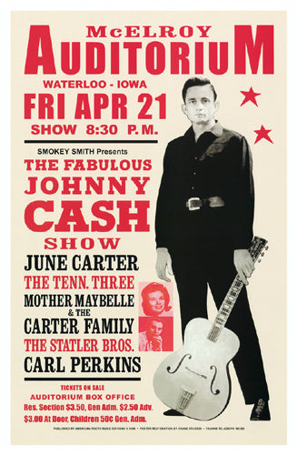 Johnny Cash, Waterloo, Iowa, 1967 Wall Art | 23 x 15 Fine Art Print