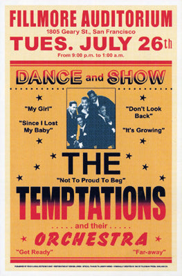 The Temptations, Fillmore, 1966 Wall Art | 23 x 15 Fine Art Print