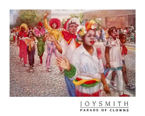 Framed Art Parade of Clowns by Brenda Joysmith | 24 x 30