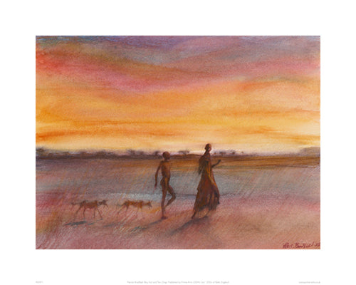 Boy, Girl And Two Dogs by Patrick Bradfield | 19.7 x 15.7 Fine Art Print