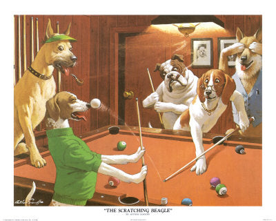 The Scratching Beagle (mini) by Arthur Sarnoff | 8 x 10 Fine Art Print