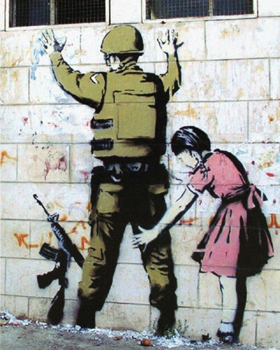 Girl Searching Soldier by Banksy | 11 x 14 Fine Art Print