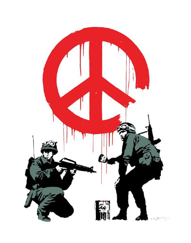 Framed Art Peace Soldiers by Banksy | 14 x 11