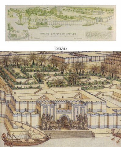 Hanging Gardens of Babylon by Roger Vilar | 11 1/4 x 32 Fine Art Print