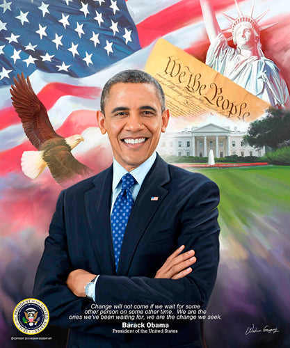 Framed Art Barack Obama 2015 by Wishum Gregory | 24 x 20