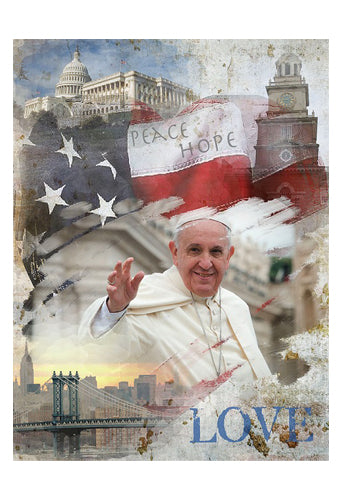 Pope Francis: Peace, Hope, Love Wall Art | 19 x 13 Fine Art Print