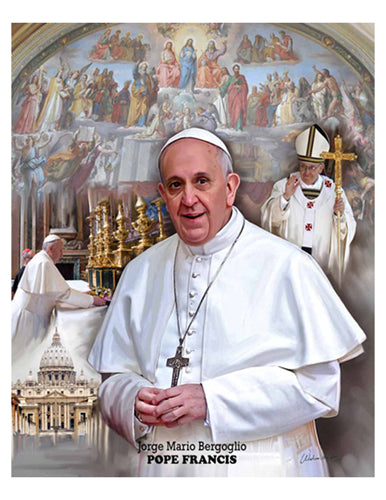 Framed Art Pope Francis by Wishum Gregory | 11 x 8 ½
