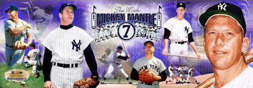 Framed Art Mickey Mantle Photoramic 12 x 36