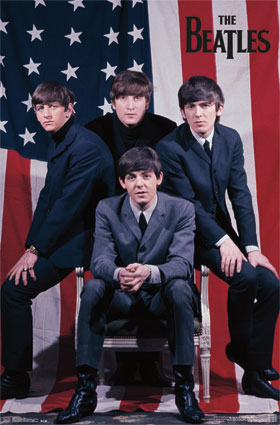Framed Art The Beatles: US Flag 34 x 22 3/8