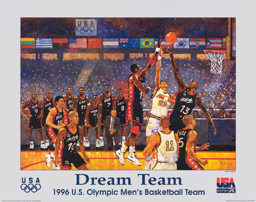Framed Art Dream Team: 1996 US Olympic Men's Basketball Team by Bart Forbes
