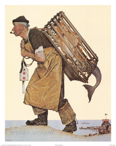 Framed Art Fishing by Norman Rockwell | 15 x 12