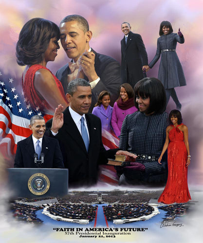Framed Art Faith in America's Future: 2013 Obama Inauguration by Wishum Gregory