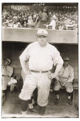 Babe Ruth at Yankees Dugout, 1921 Wall Art | 18 x 12 Fine Art Print