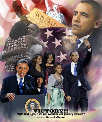 Framed Art Victory!: President Barack Obama 2012 by Wishum Gregory