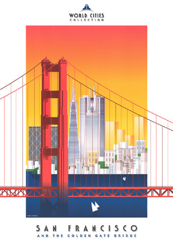 Framed Art San Francisco and the Golden Gate Bridge by Carlo Traversi