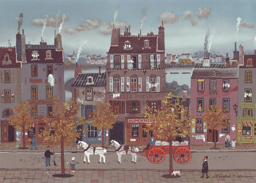 Framed Art Marchand de Farine by Michel Delacroix | 12 3/8 x 17 1/4