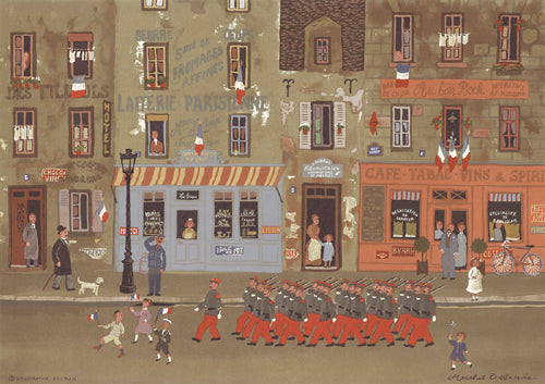 Framed Art Defile du 14 Juillet by Michel Delacroix | 12 1/4 x 17 1/4