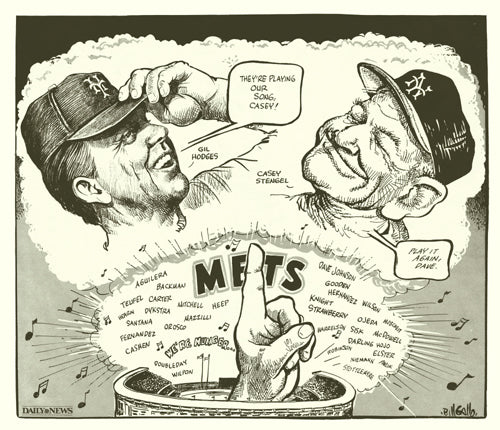 Framed Art 1986 Mets: Gil Hodges & Casey Stengel by Bill Gallo