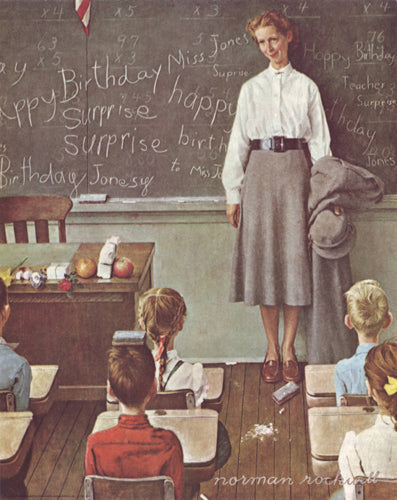 Framed Art Happy Birthday, Miss Jones by Norman Rockwell | 14 x 11