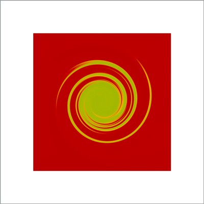Whirl #6 (Green on Bright Red) by Michael Banks | 15 ¾ x 15 ¾ Art P
