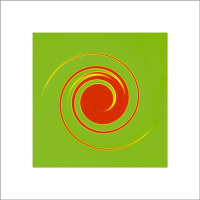 Whirl #5 (Red on Bright Green) by Michael Banks | 15 3/4 x 15 3/4 A