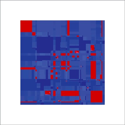 Boogie #3 (Red on Blue) by Michael Banks | 15 3/4 x 15 3/4 Fine Art Print