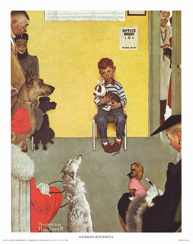 Framed Art Waiting For the Vet (mini) by Norman Rockwell | 10 x 8