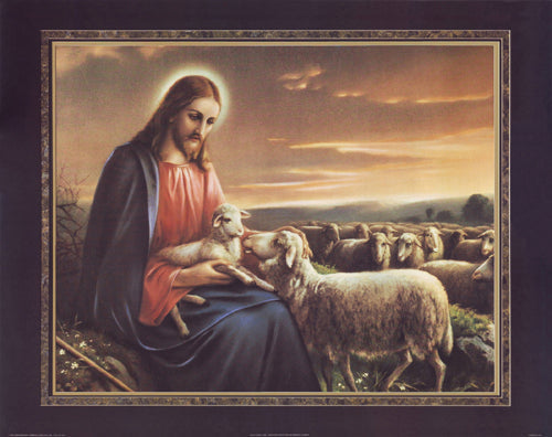Framed Art Jesus with Lamb by Thomas L. Cathey Collection | 22 x 28