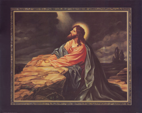 Framed Art Jesus Praying by Thomas L. Cathey Collection | 22 x 28