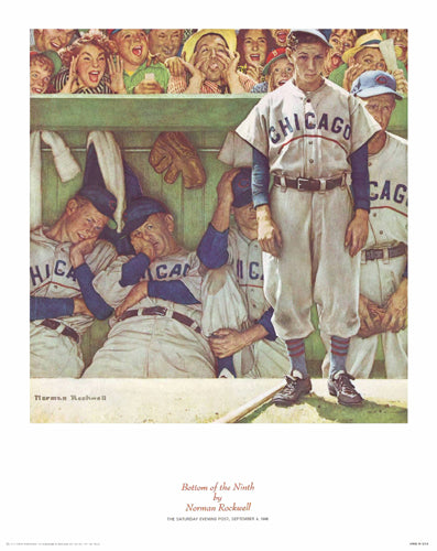 Framed Art Bottom of the Ninth by Norman Rockwell | 14 x 11