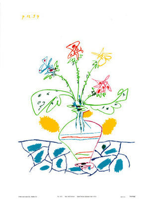 Framed Art Vase with Flowers by Pablo Picasso | 40 x 26