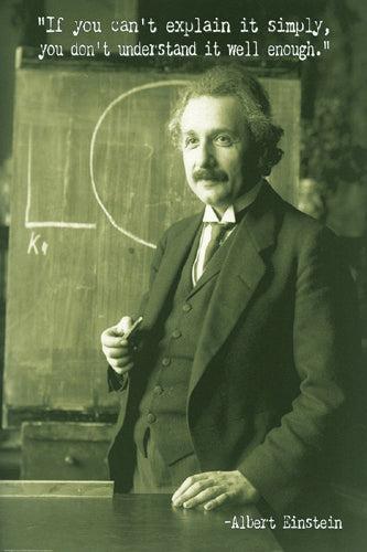 Framed Art Albert Einstein: Explain It Simply 36 x 24