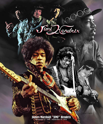 Framed Art Jimi Hendrix by Wishum Gregory | 11 x 8 ½