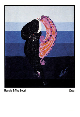 Framed Art Beauty and the Beast by Erté - Romain de Tirtoff | 7 ¼ x 5 1/8 Art ...