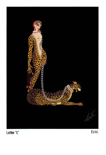 Framed Art Letter “L” by Erté - Romain de Tirtoff | 7 ¼ x 5 1/8