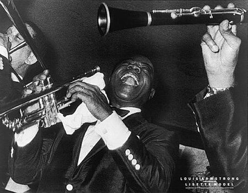 Framed Art Louis Armstrong: Joy (c. 1954-56) by Lisette Model | 24 x 30