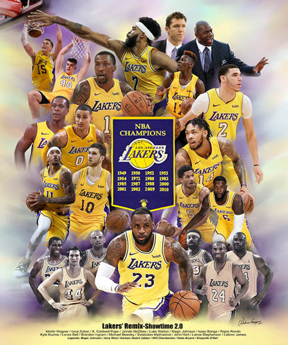 Framed Art Lakers Remix: Showtime 2.0 by Wishum Gregory | 25 x 20