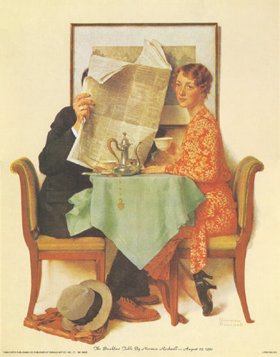 Framed Art The Breakfast Table by Norman Rockwell | 14 x 11