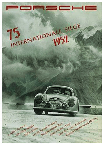 Framed Art Porsche: 75 Internationale Siege, 1952 34 ¼ x 24 5/8 Art ...