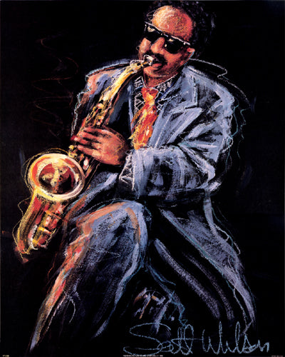 Framed Art Sax Player by Scott Wilson | 20 x 16