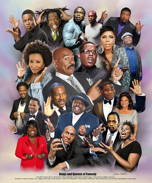 Framed Art Kings and Queens of Comedy by Wishum Gregory | 11 x 8 ½