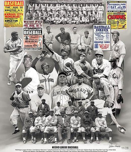 Framed Art Negro League Baseball Legends by Wishum Gregory | 11 x 8 ½