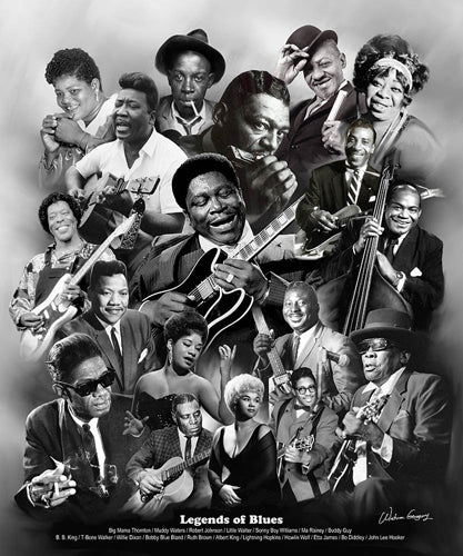 Framed Art Legends of Blues by Wishum Gregory | 11 x 8 ½