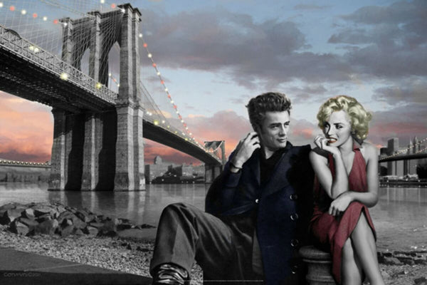 Framed Art Marilyn Monroe & James Dean: Brooklyn Bridge by Chris Consani