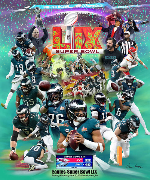 Framed Art Philadelphia Eagles: Super Bowl LIX by Wishum Gregory