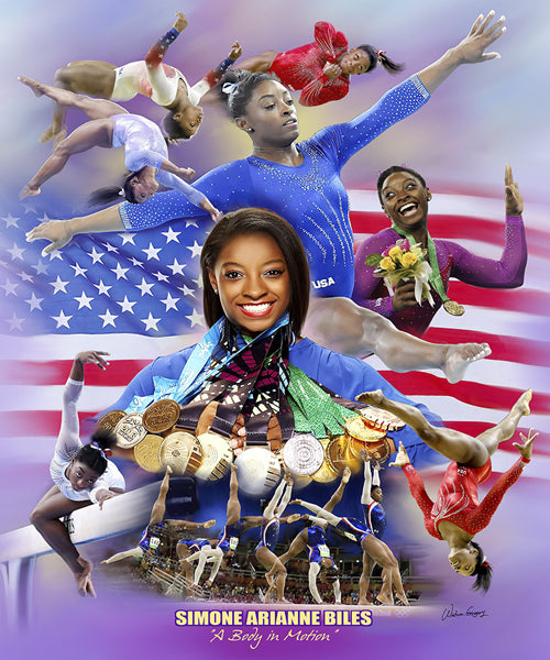 Framed Art Simone Biles by Wishum Gregory | 24 x 20