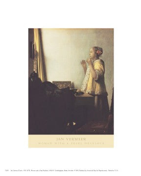 Woman with a Pearl Necklace by Johannes Vermeer | 10 x 8 Fine Art Print